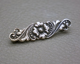 Antique 800 Silver Filigree Brooch - Romantic Flower
