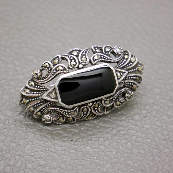 ヴィンテージ アールデコ スターリングシルバー ブローチ：マーカ