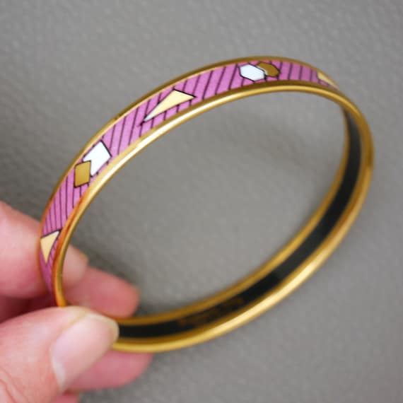 MICHAELA FREY】バングル オーストリア製 幾何学柄 ゴールド縁 Frey
