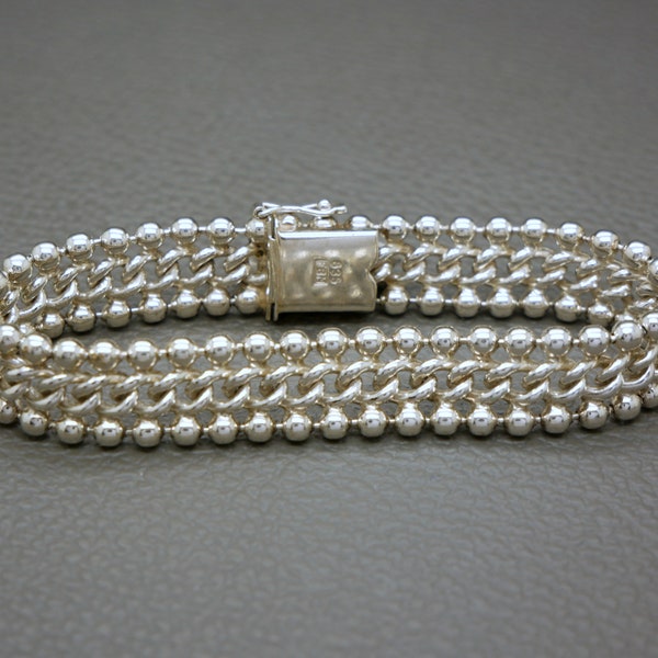 vintage 835 Bracelet chaîne en maille d’argent 31 grammes, bracelet unisexe fabriqué à la main, bijoux du milieu du siècle, KW3