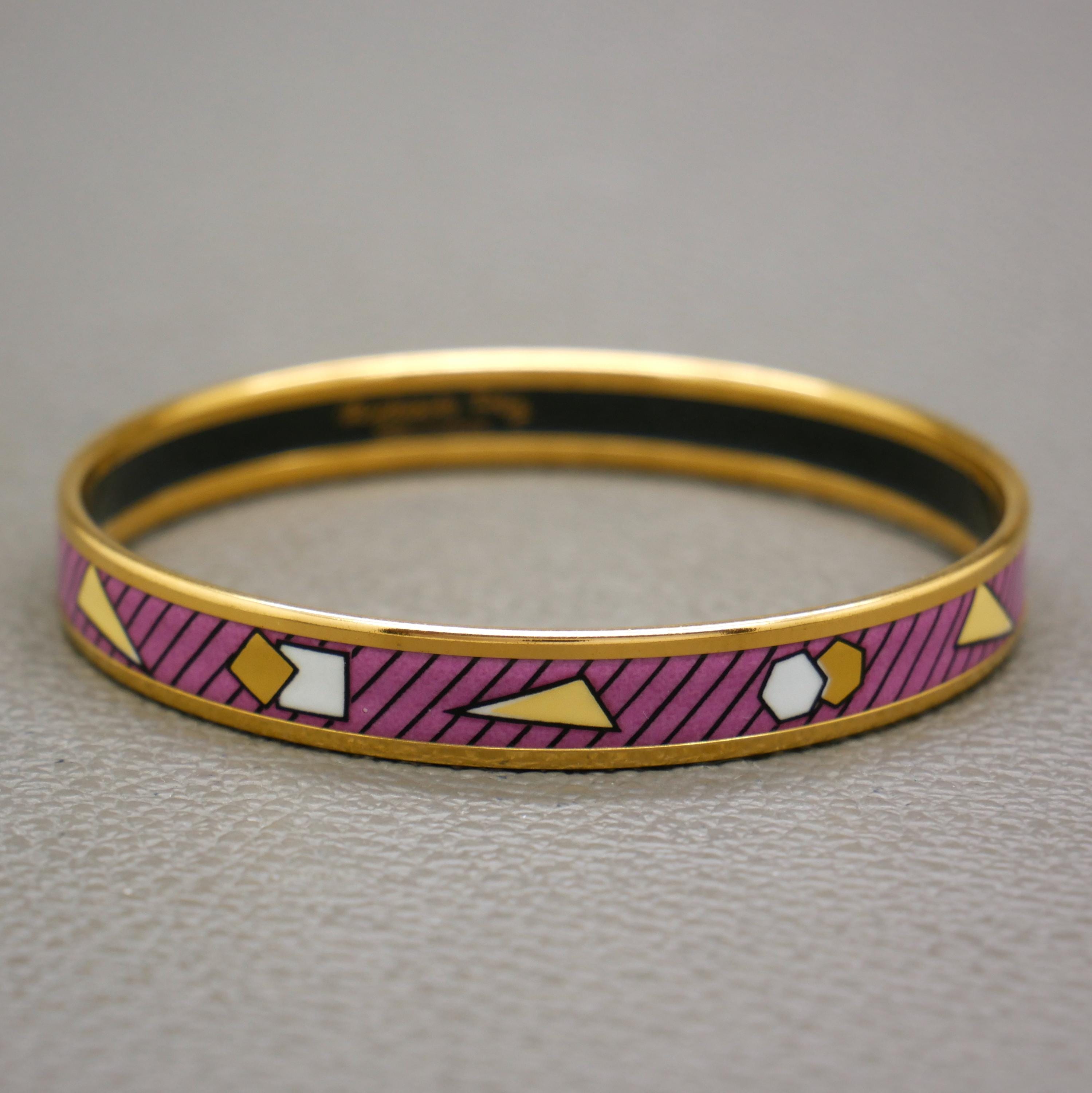 Michaela Frey Enamel Bangle: 24ct Gold Plated Bracelet, Size M
