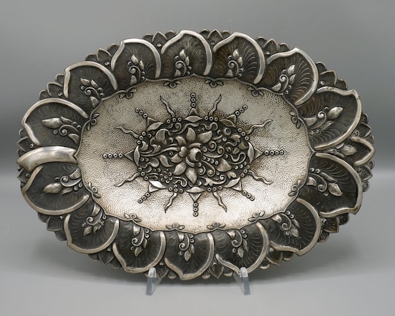Antique Yogya 800 Silver Platter 330grams – 1930s Javanese Arts