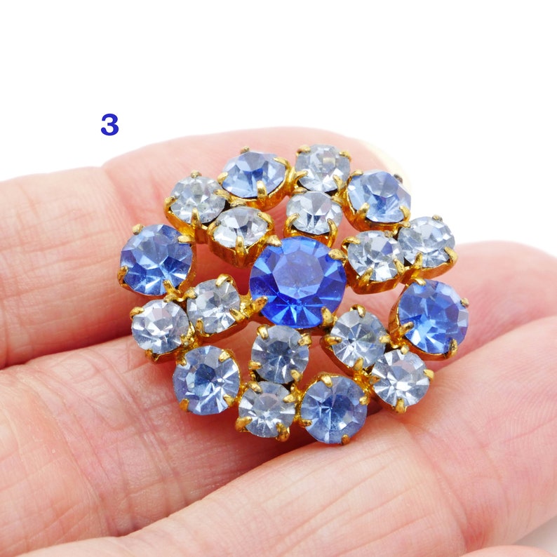 Sapphire Blue Strass Crystal Pin Blue Glass Rhinestone Brooch Vintage Wedding Something Blue 1950s 1960s Mid Century Costume Jewelry