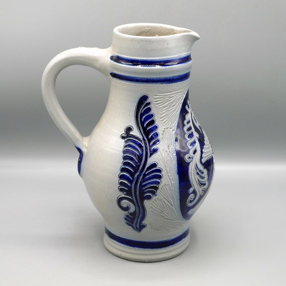 ヴィンテージのドイツ製塩釉ピッチャー：ラインラント・ファルツの