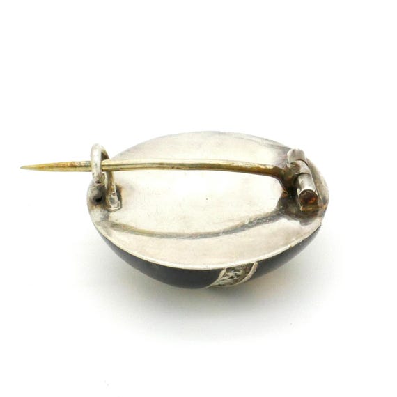 Broche/pendentif Ancien En Argent 925 Niellé - Fleur Ouvragée - Occasion