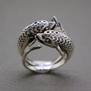 Vintage Sterling Silver Two Dolphins Ring - Nautical Friendship Jewelry