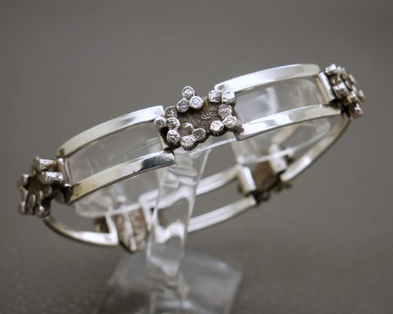 Brutalist Design Solid Silver Panel Bracelet - Mi… - image 4
