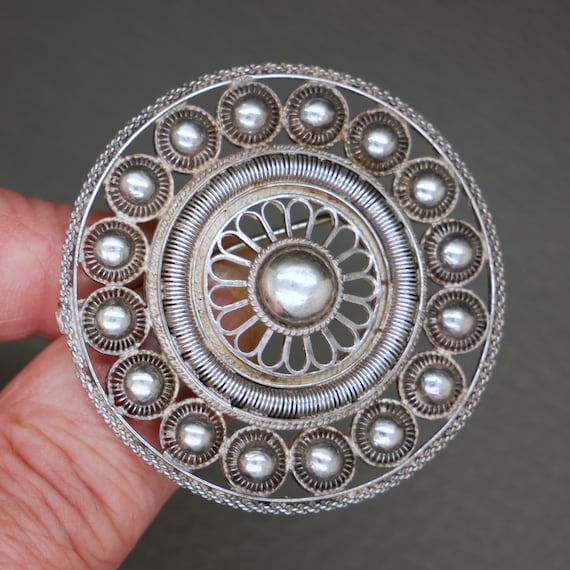 Large Antique Dutch Button Brooch D4.7cm, Handcra… - image 2