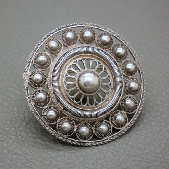 Large Antique Dutch Button Brooch D4.7cm, Handcra… - image 1