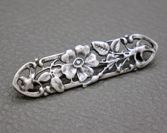 Kleine Vintage-Brosche aus 835er Silber, Hagebutten-Blumennadel, niederländischer Heritage-Schmuck, Retro-Accessoire – KW5