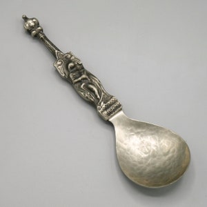 Vintage Norway Pewter Spoon - Hand Hammered Scandinavian Design Norwegian Christening Spoon