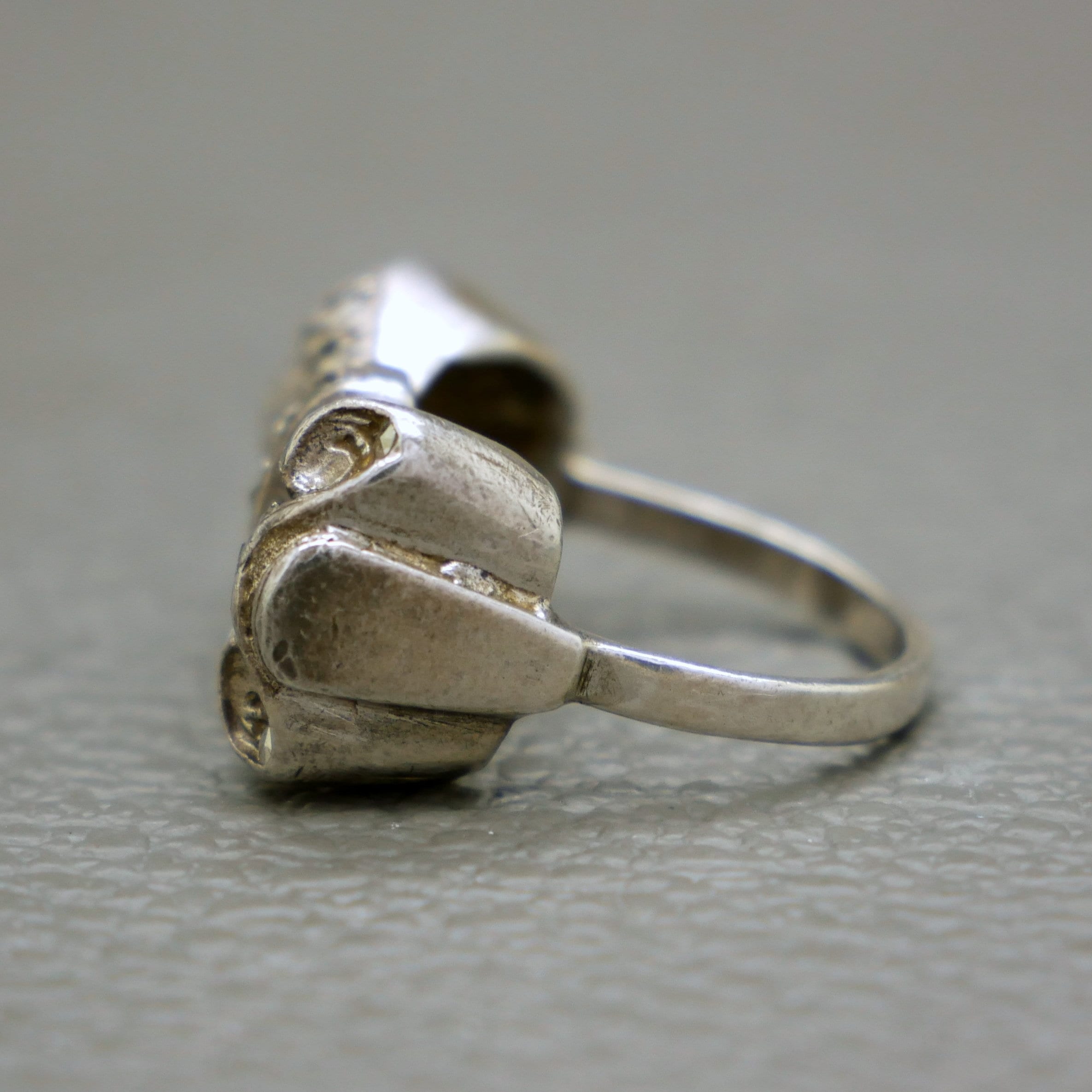 Bague Nœud Déclaration Argentée Avec Effet Marcassite - Taille R 1/2, Occasion, Design Superbe Et Grande