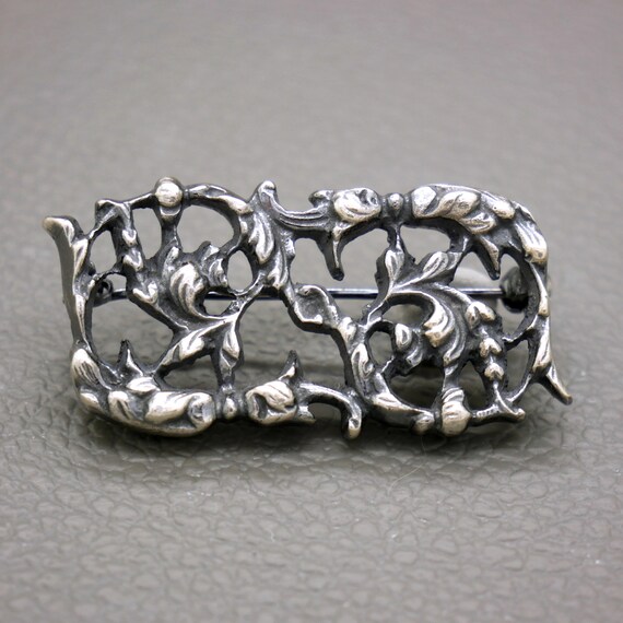 Vintage Solid 835 Silver Brooch: Medieval Brutali… - image 2