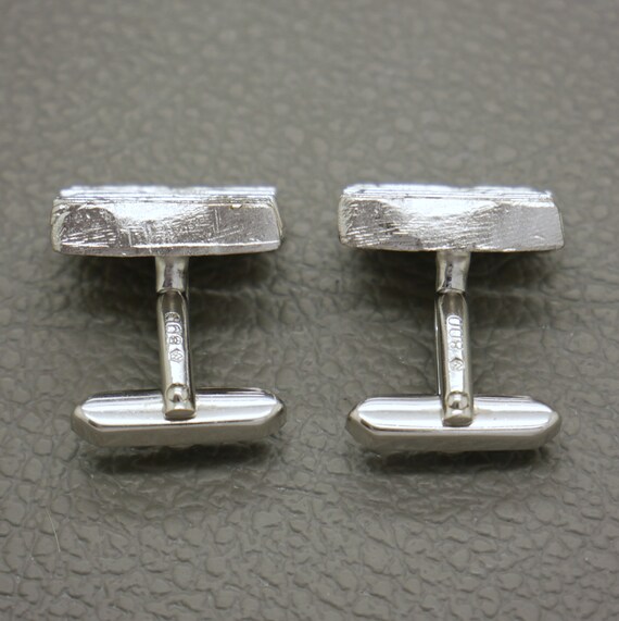 Textured Modernist 800 Silver Rectangular Cufflin… - image 7