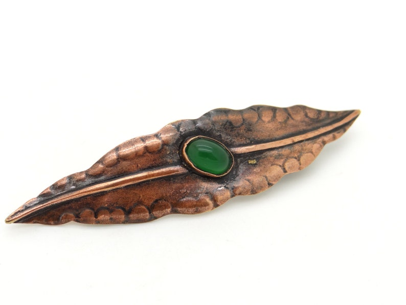 Collectible Dutch Modernist Design Jewelry Hammered Copper /& Chrysoprase Brooch Amsterdam School Brooch Antique Vintage Artisan Jewelry
