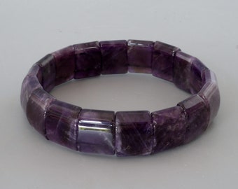 Natural Amethyst Bracelet, Stretch Bracelet, Purple Gemstone Beaded Bracelet, February Gemstone, Healing Crystal, Boho Jewelry