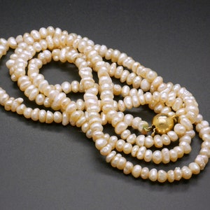 burgundy pearls two strand freshwater pearls yellow gold chain and clasp 19 inches Purple pearl necklace