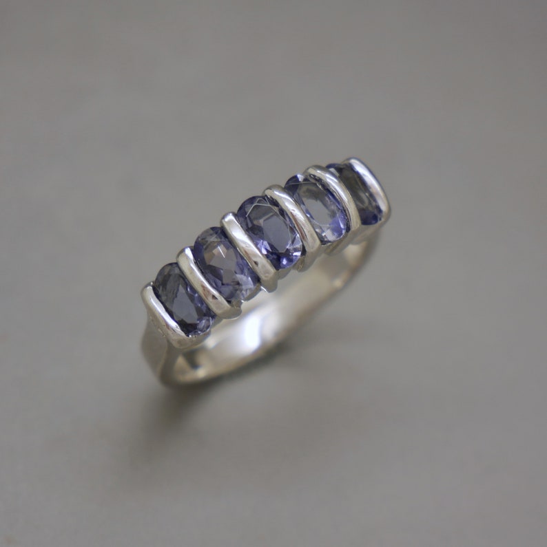 Tanzanite /& Sterling Silver Ring Size 8 February Birthstone Half Eternity Multistone Stackable Engagement Ring