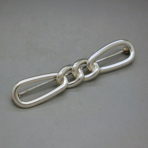Vintage knot brooch, Hallmarked silver pin, Victorian style mid century jewelry, Double knot pin