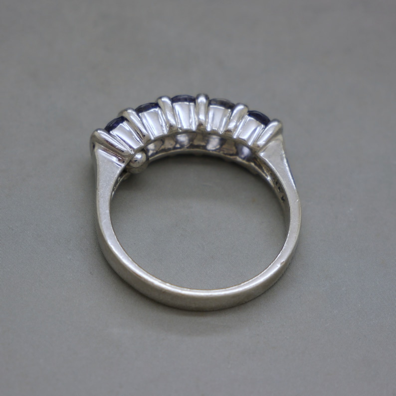 Tanzanite /& Sterling Silver Ring Size 8 February Birthstone Half Eternity Multistone Stackable Engagement Ring