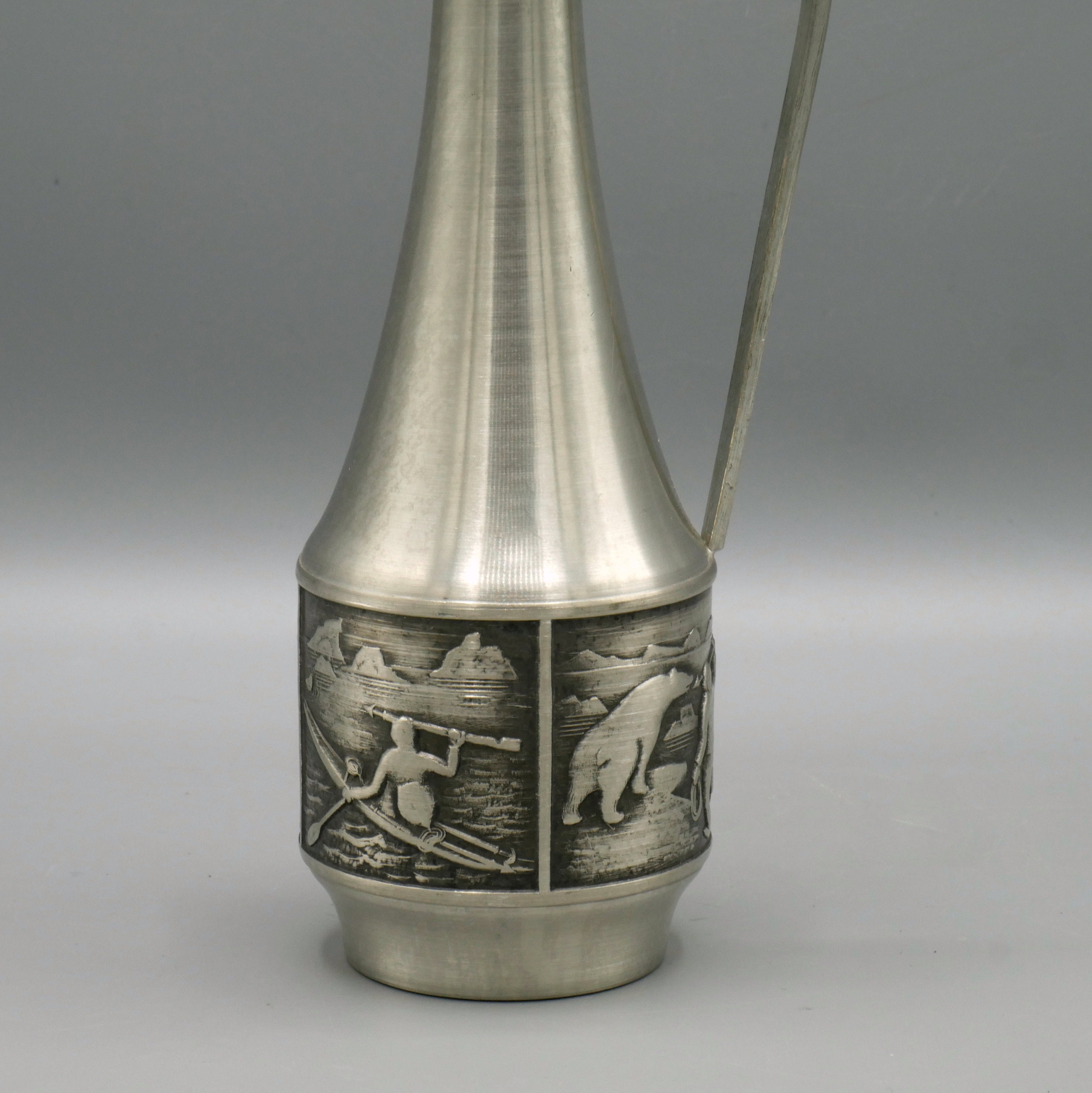 Vintage Norwegian Pewter Pitcher Vase: Norway Tinn, Scandinavian