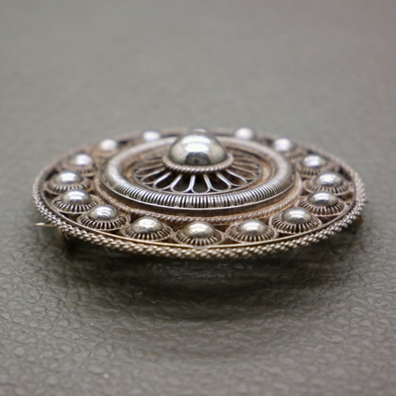 Large Antique Dutch Button Brooch D4.7cm, Handcra… - image 5
