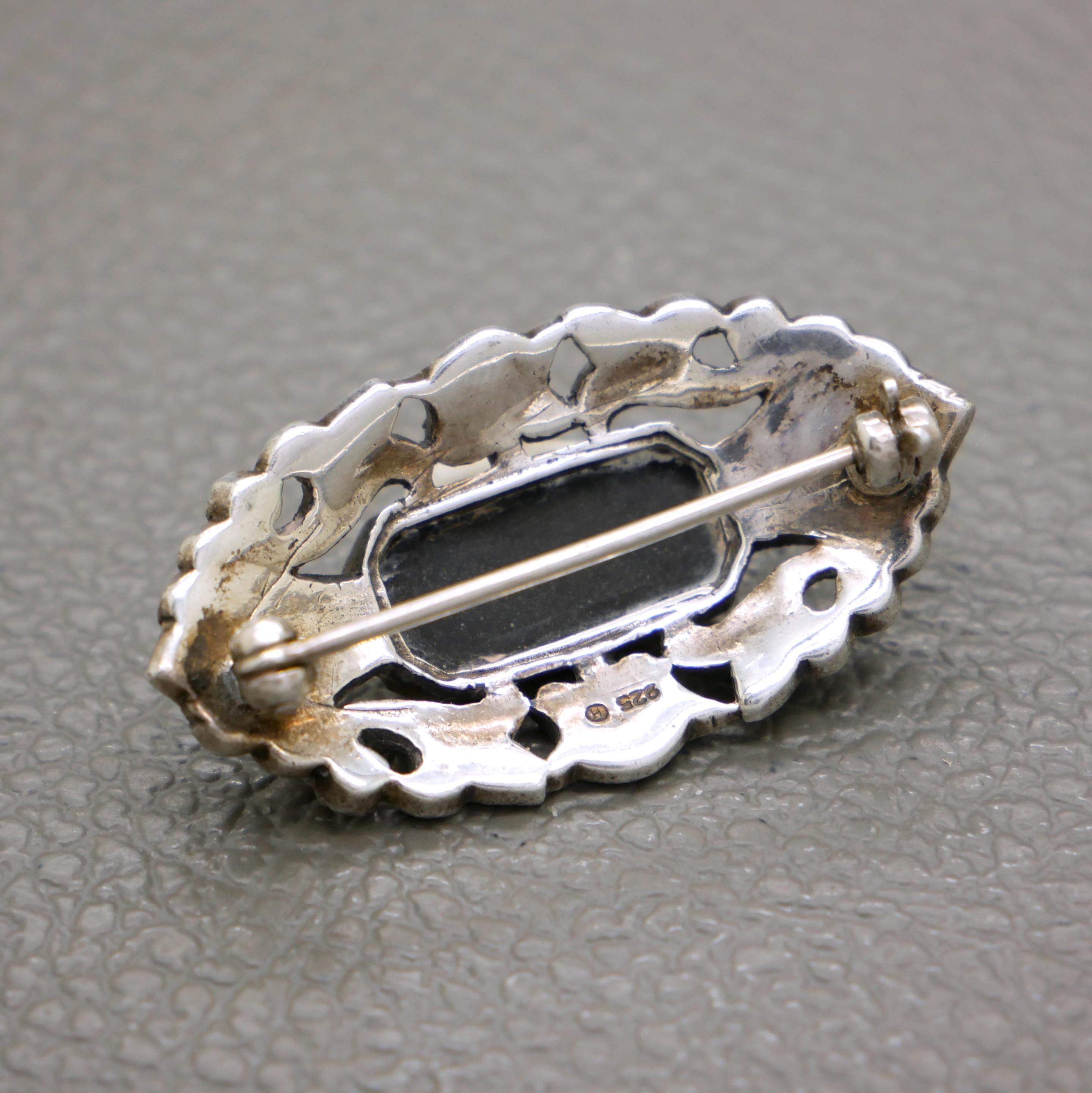 ヴィンテージ アールデコ スターリングシルバー ブローチ：マーカ