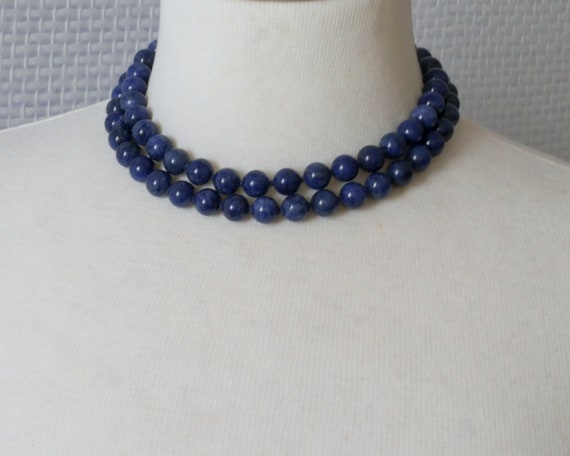 Sodalite Bead Necklace 32 Inch, 10mm Natural Blue… - image 7