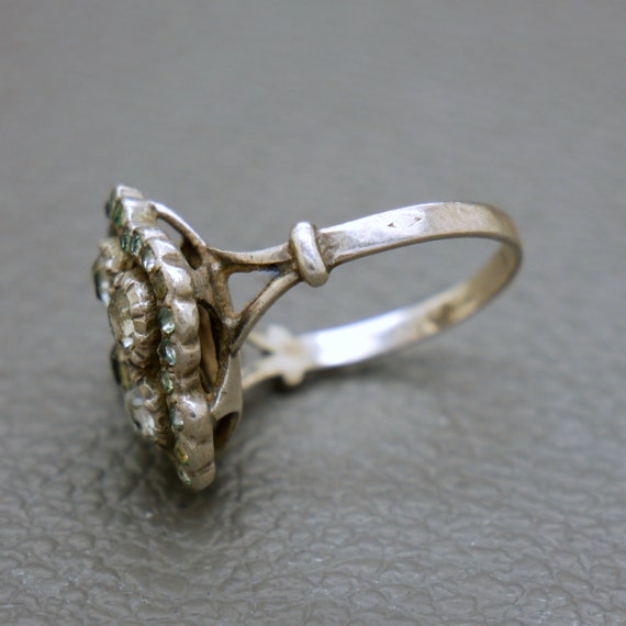Antique Diamond Simili Crystal & 835 Silver Ring … - image 10