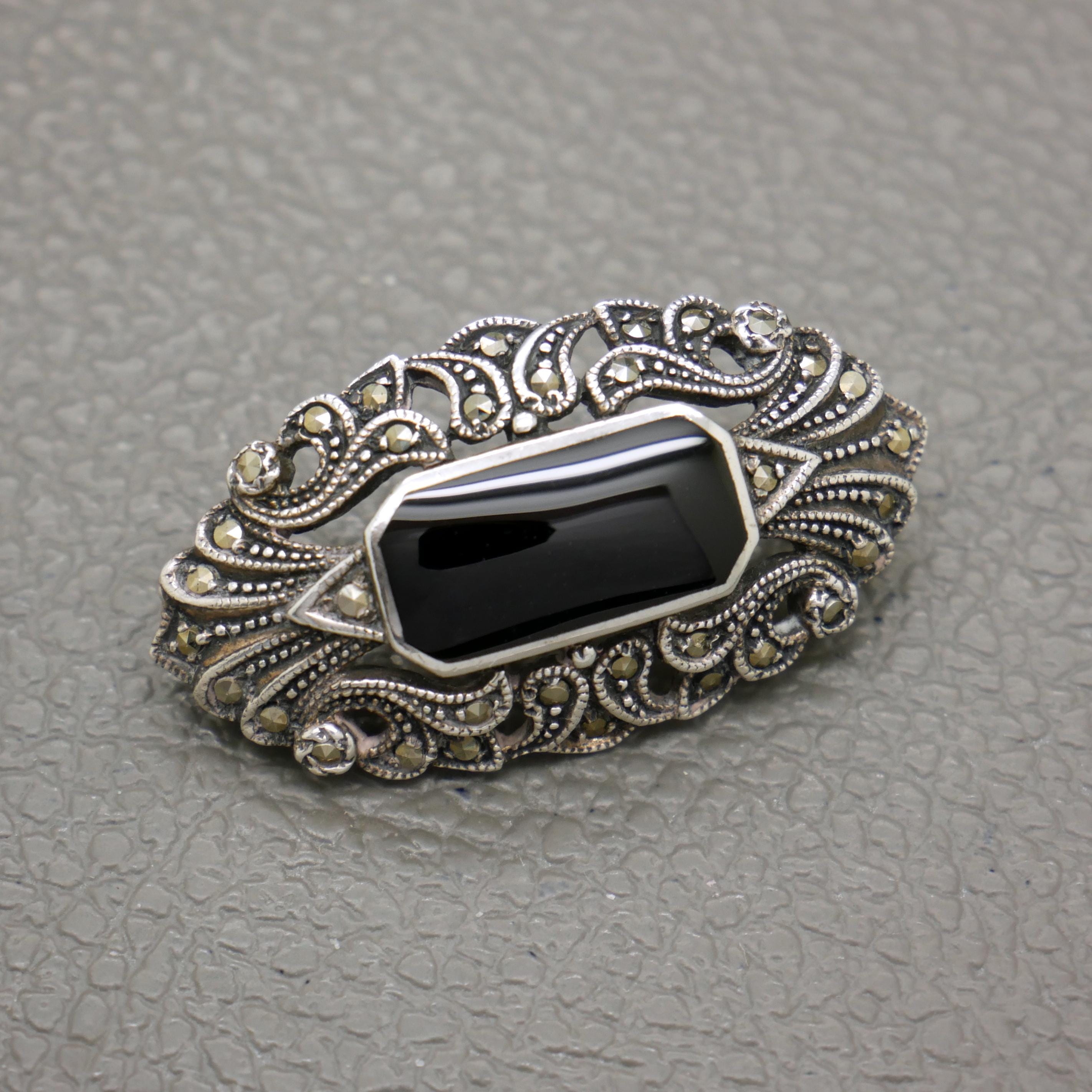 ヴィンテージ アールデコ スターリングシルバー ブローチ：マーカ