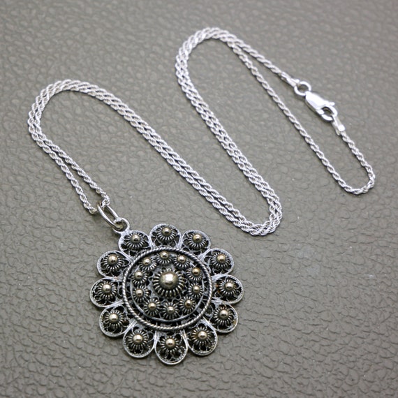Vintage 835 Silver Dutch Button Pendant - Traditional Dutch Vintage 835 Silver Dutch Button Pendant - Traditional Dutch