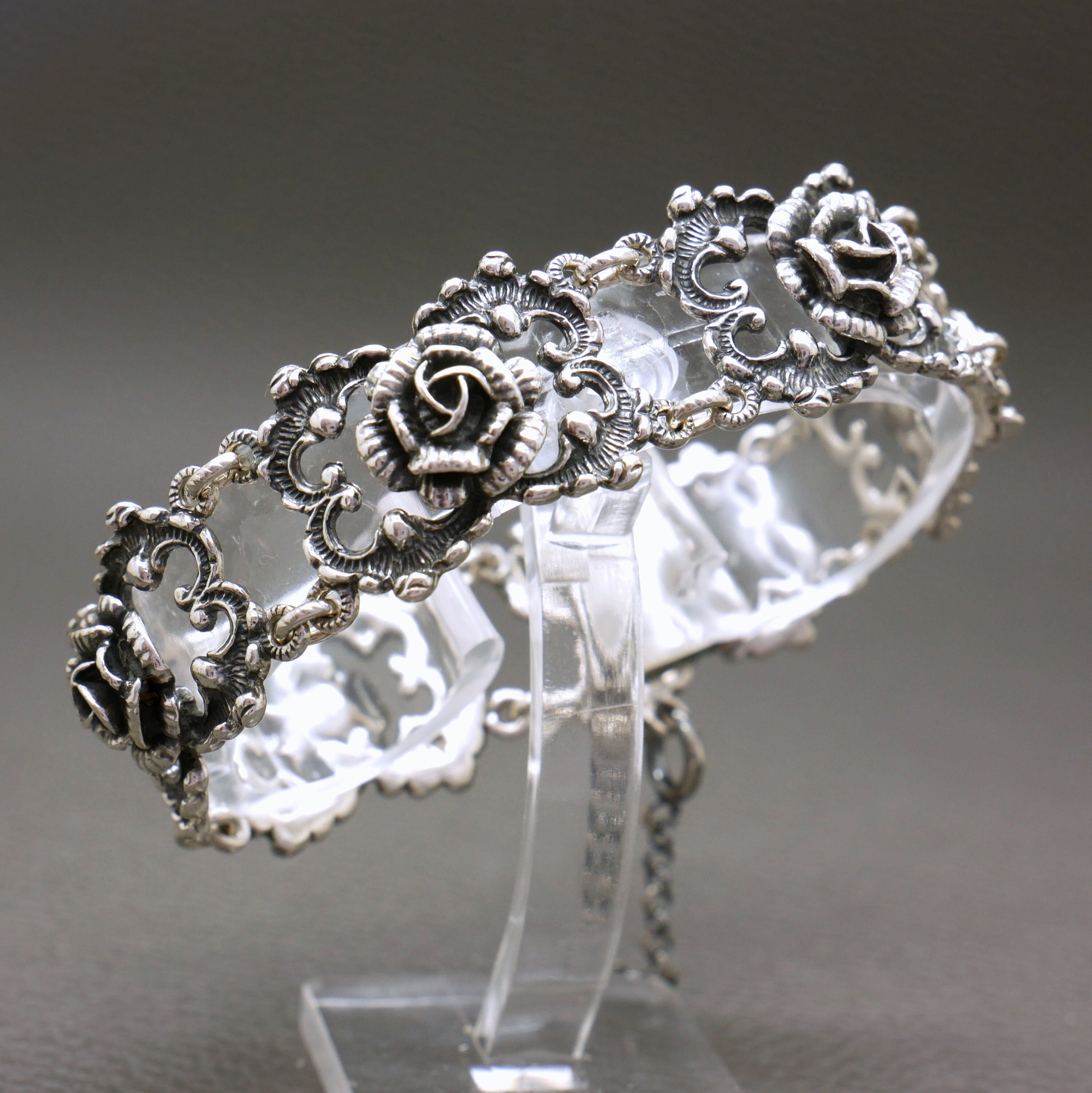 BLACHIAN Antik Schmuck 835 Silver Bracelet - Rose Flower
