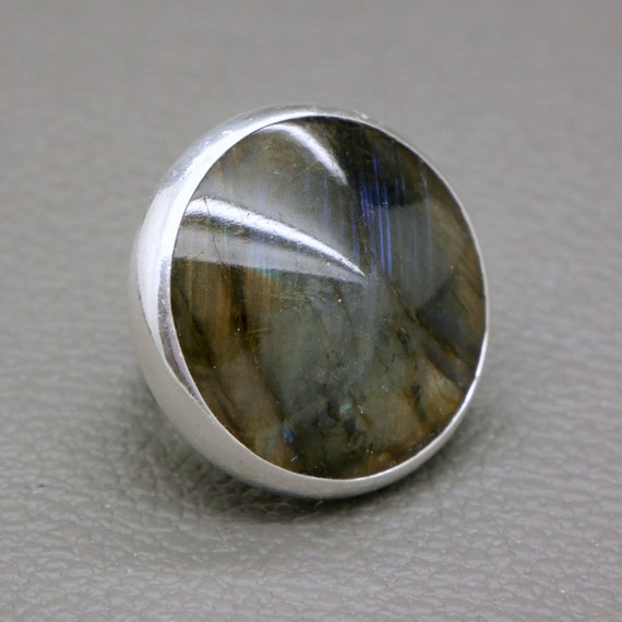 Oversized Labradorite & Sterling Silver Ring, Bru… - image 5