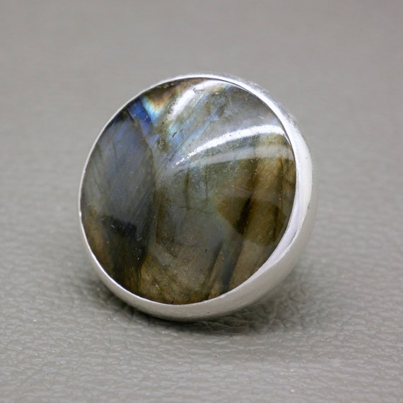 Oversized Labradorite & Sterling Silver Ring, Bru… - image 6