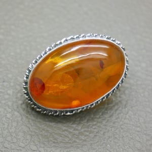 Vintage Baltic Amber Brooch: Sterling Silver Artisan Jewelry