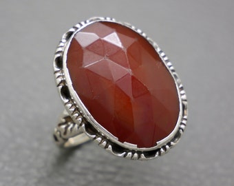 Antique 835 Silver Carnelian Ring - 1800's Victorian Grandeur Dutch Heritage Jewelry - KW5