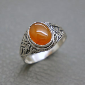 Vintage Sterling Silver & Karneol Ring Storlek 9.25 - Orange Ädelsten Hantverksmässigt Tillverkade Smycken - KW5 bild 7