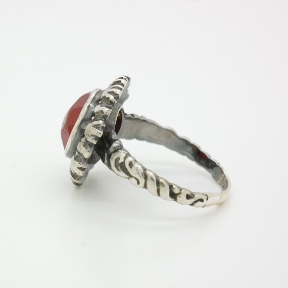 Antique Carnelian Ring Size 6.50, 800 Silver & Fa… - image 8