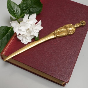 Abridor de cartas de espada de latão L19cm, acessório de mesa de escritório Man cave/bookworm, ferramenta de mesa vintage