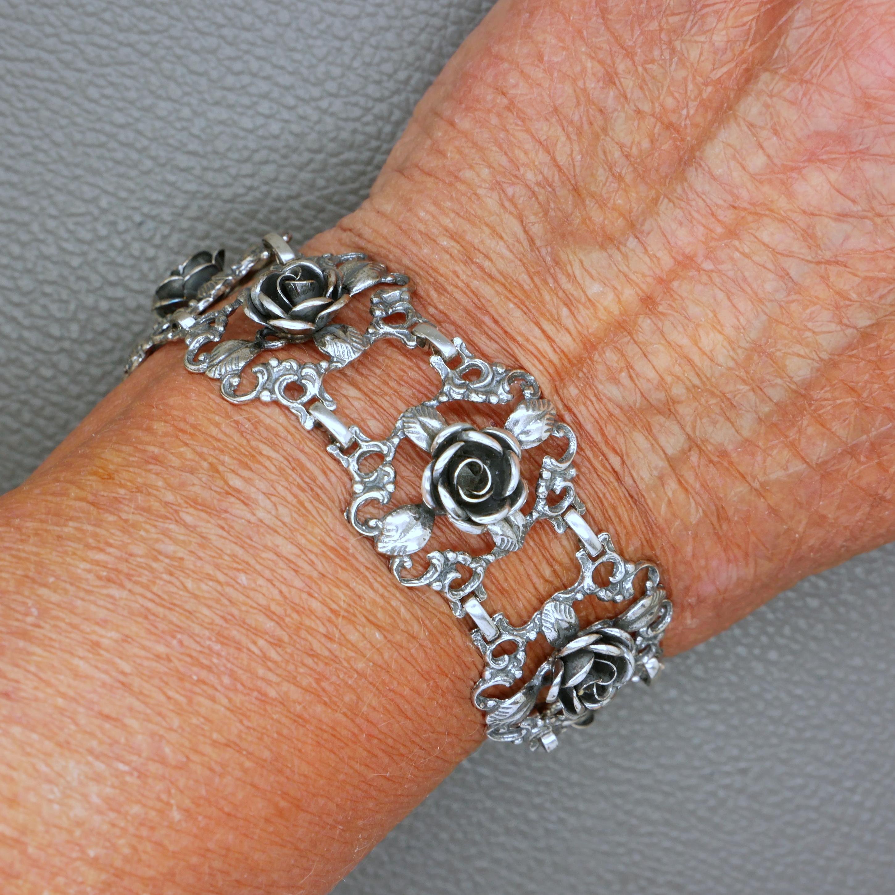 TEKA Theodor Klotz Sterling Silver Rose Bracelet: Biedermeier