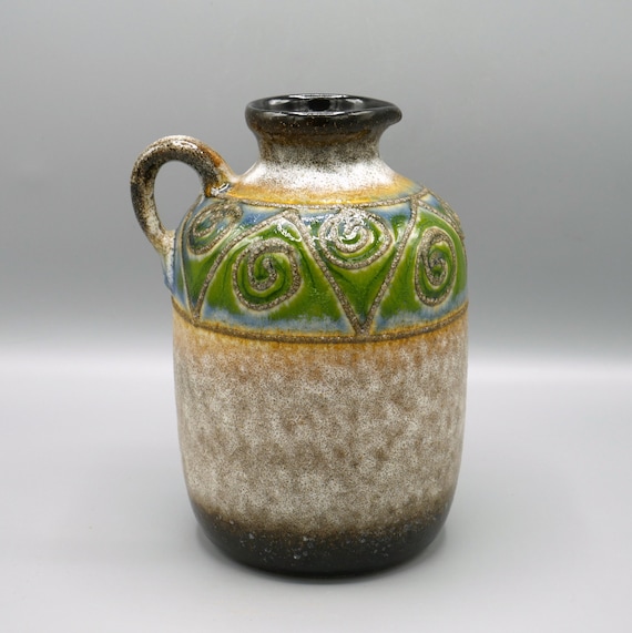 West Germany Jasba Ceramic Vase: 1960s German Fat Lava Studio