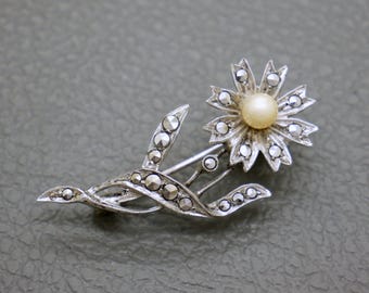 ヴィンテージ 835 シルバー マーカサイト ブローチ：ミッド