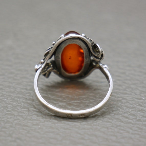 Genuine Amber & Sterling Silver Ring Size 6.75, N… - image 9