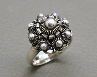 Dutch Button Ring, Handcrafted Sterling Silver Filigree, Dutch Heritage Zeeuwse Knoop Victorian style jewelry, unique gift idea