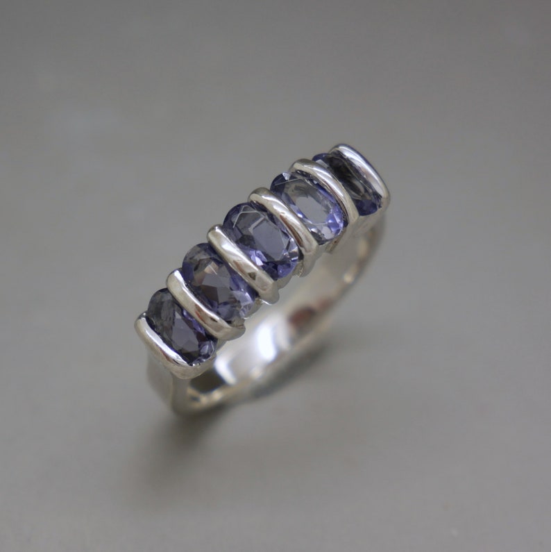 Tanzanite /& Sterling Silver Ring Size 8 February Birthstone Half Eternity Multistone Stackable Engagement Ring