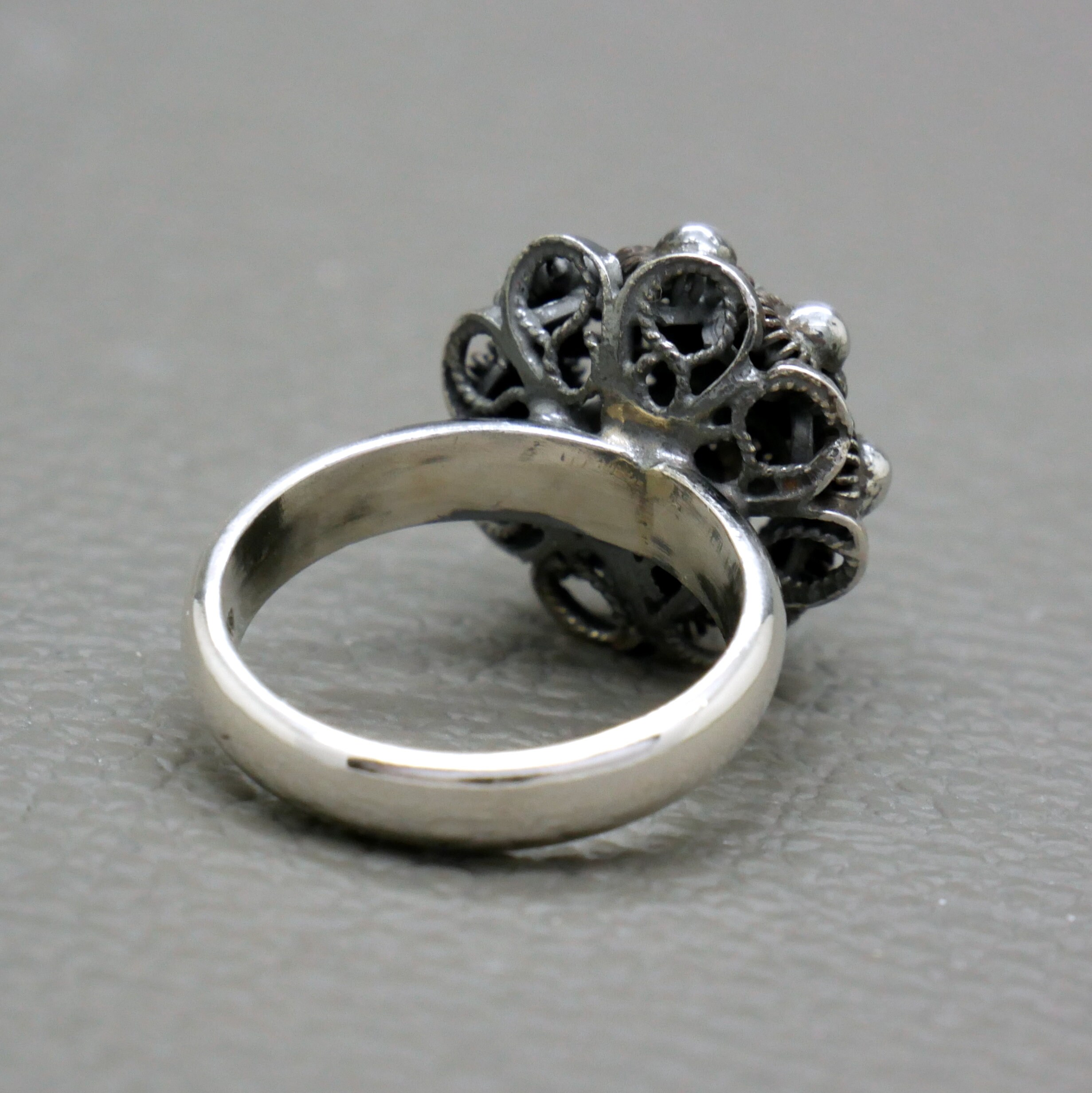 Dutch Button Ring, Handcrafted Sterling Silver Filigree