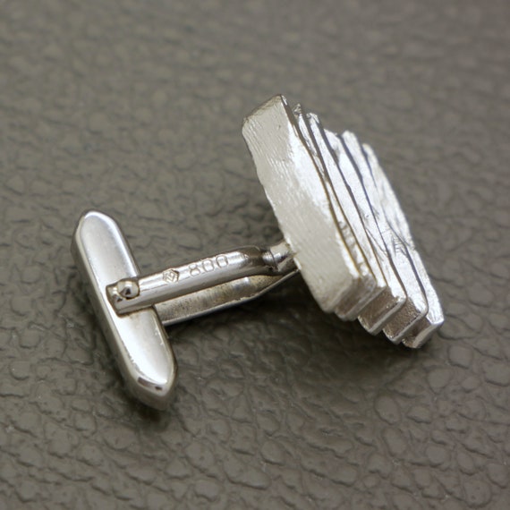 Textured Modernist 800 Silver Rectangular Cufflin… - image 10