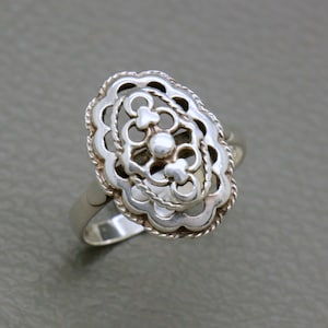 Vintage 835 Silver Ring Size 9.25 Dutch Heritage mid century jewelry, Handcrafted openwork silver ring, big size ring