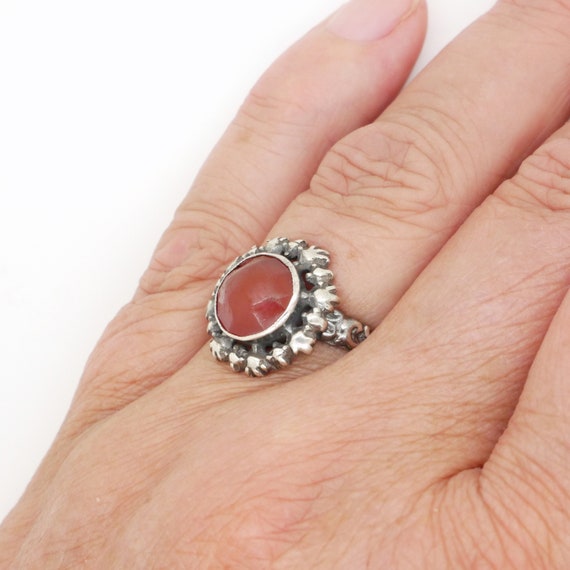 Antique Carnelian Ring Size 6.50, 800 Silver & Fa… - image 10