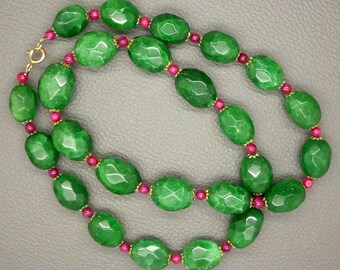 Collier Aventurine verte vintage - Bijoux naturels du milieu du siècle
